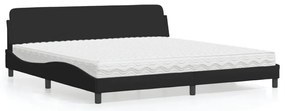 vidaXL Cama com colchão 200x200 cm tecido preto
