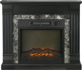HOMCOM Lareira Elétrica 1800W com Efeito de Chama Realista e Proteção Contra Superaquecimento 80x21,6x67,8 cm Preto | Aosom Portugal