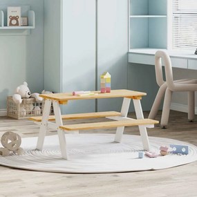 Mesa para crianças c/ bancos 90x79,5x50cm madeira maciça branco
