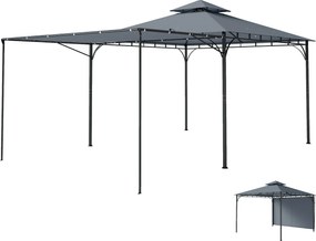 Outsunny Gazebo de Jardim Gazebo Externo Teto Extensível, 3.2x3.2 m, Cinza | Aosom Portugal