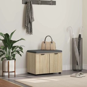 vidaXL Banco de Hall com almofada Carvalho Sonoma 60 x 38 x 46 cm