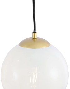 Candeeiro suspenso Hotel Chic latão com vidro branco redondo 7 luzes - Misty Chique de hotel