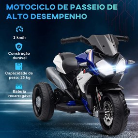 HOMCOM Motocicleta Elétrica Infantil com 3 Rodas Triciclo para Criança