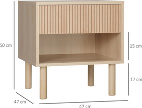 Mesa de Cabeceira com Gaveta e Prateleira Aberta Estilo Moderno para Quarto 47x47x50 cm Madeira