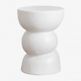 Mesa De Apoio Redonda Ø35 Cm Em Cerâmica Tiyi Branco Quebrado - Sklum