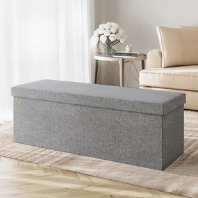 Banco com espaço de armazenamento 115x38x38cm dobrável cinza