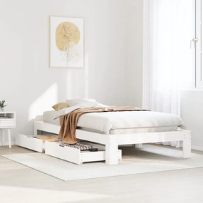 Cama sem colchão 90x190 cm madeira de pinho maciça branco