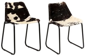 Cadeiras de jantar 2 pcs couro de cabra genuíno