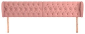 Cabeceira de cama c/ abas veludo 183x23x78/88 cm rosa