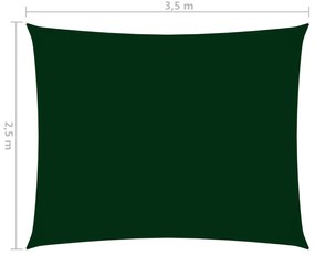 Para-sol vela tecido oxford retangular 2,5x3,5 m verde-escuro