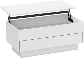 HOMCOM Mesa de centro elevável, mesa de sala com compartimento oculto e 2 gavetas, 100 x 50 x 44 cm, branco | Aosom Portugal
