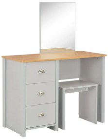 Toucador com espelho e banco 104x45x131 cm cinzento