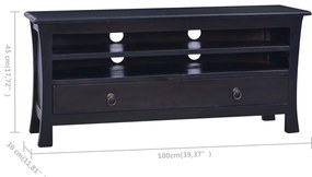 Móvel de TV 100x30x45 cm mogno maciço castanho café preto-claro