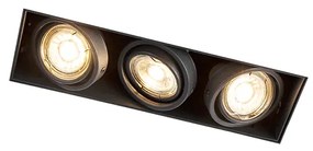 Foco embutido preto inclinável e rotativo sem moldura 3 luzes - Oneon Design,Industrial,Moderno