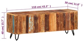 Móvel de TV 110x30x40 cm madeira recuperada maciça