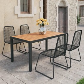 vidaXL 5 pcs conjunto de jantar p/ jardim vime de PVC preto e castanho