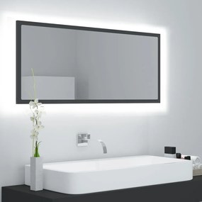 804942 vidaXL Espelho de casa de banho LED 100x8,5x37 cm contraplacado cinza