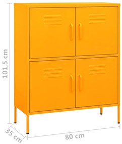 Armário de arrumação aço 80x35x101,5 cm amarelo mostarda
