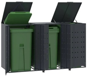 vidaXL Abrigo para 3 caixotes do lixo 207x79x117 cm aço antracite
