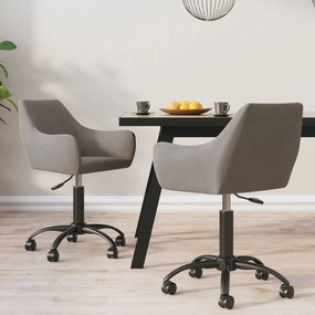 vidaXL Cadeiras de jantar giratórias 2 pcs veludo cinzento-claro
