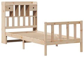 Cama com estante sem colchão 75x190 cm pinho maciço