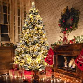 Árvore de Natal Artificial, Luzes LED Brancas Quentes 130 x 56 x 215 cm Verde