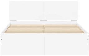 Estrutura de cama com cabeceira e luzes LED 140x200 cm branco