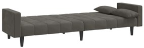 Sofá-cama 2 lugares com duas almofadas veludo cinzento-escuro