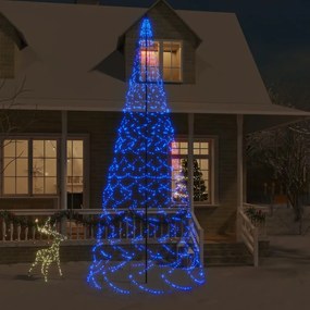 343544 vidaXL Árvore de Natal mastro de bandeira 1400 LEDs 500 cm azul