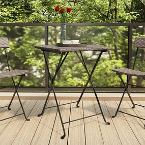 vidaXL Mesa de bistrô dobrável 55x54x71 cm vime PE cinzento