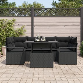 Conjunto de Sofá de Jardim vidaXL 7 Peças com Almofadas Rattan Polímer
