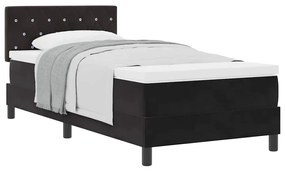 Cama Box Spring com Colchão Preta Solteiro Veludo