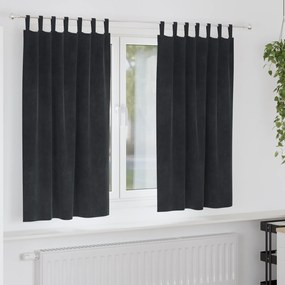 Cortinas blackout vidaXL com laços de pendurar 2 pcs Veludo Preto