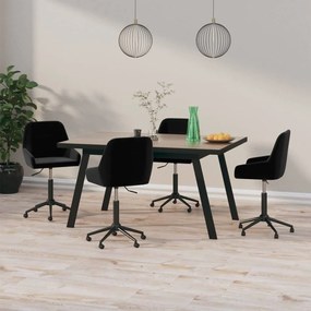 vidaXL Cadeiras de jantar giratórias 4 pcs veludo preto