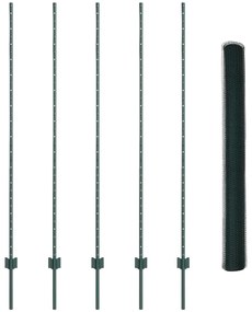Postes de Cerca vidaXL 5 pcs U-Channel Verde 150 cm Aço