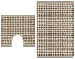 vidaXL Conjunto de tapetes de WC artesanais juta natural e branco