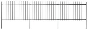 vidaXL Cerca jardim com topo em lanças 5,1x1,2 m aço preto