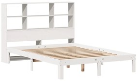 Cama com estante sem colchão 160x200 cm pinho maciço branco