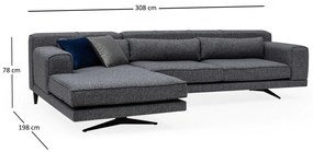 Sofá de Canto Jivago – Cinzento – 198 x 308 cm