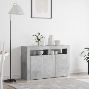 Buffet Cinza Concreto Madeira Engenheirada 116 x 30 x 75 cm