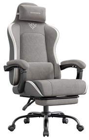 Cadeira ergonómica gaming/escritório com apoio para os pés e almofada de molas cinzenta