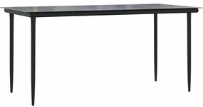 Conjunto jantar jardim 7 peças almofadas vidro vime cinzento PE