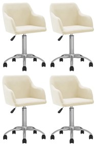 vidaXL Cadeiras de jantar giratórias 4 pcs tecido cor creme