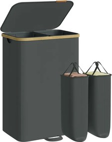 Cesto da roupa suja com tampa e saco removível 52 x 38,5 x 75 cm, 150 L, cinzento ardósia