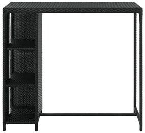 Mesa de bar com prateleiras 120x60x110 cm vime PE preto