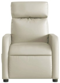 Poltrona massagens reclinável elétrica couro artificial creme