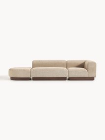 Módulo com chaise longue em teddy-bouclé Natalie, com repousa pés