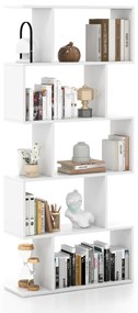Estante de 5 prateleiras em forma de S Divisor de ambiente independente 70 x 23,5 x 158 cm Branco