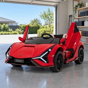 Carro elétrico para Crianças 2 Lugares Lamborghini SIAN 24V 4x4 Rodas Espuma EVA, Assento	couro ecológico Vermelho