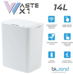 Caixote Lixo Inteligente Sensor 14L Branco Biwond